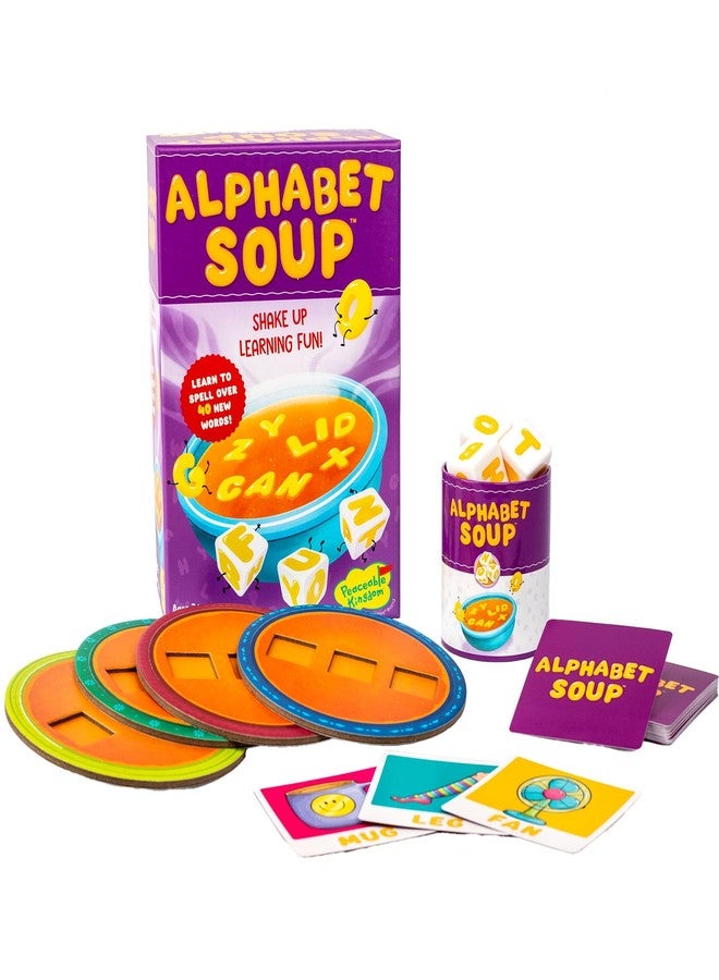 Peaceable Kingdom Alphabet Soup Spelling Game - Educational Boardgame for Kids Aged 3 and Up - Preschool Learning Activities - Kindergarten Learning Games - Image 1